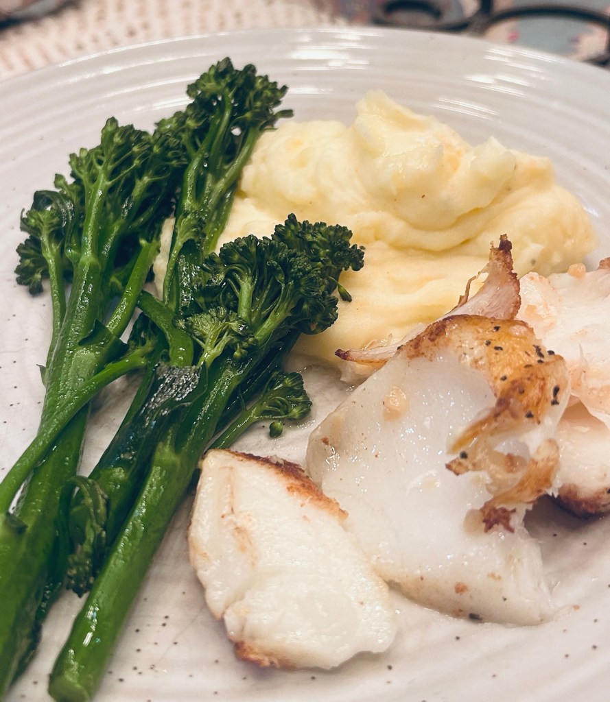 sea bass with baby broccolini